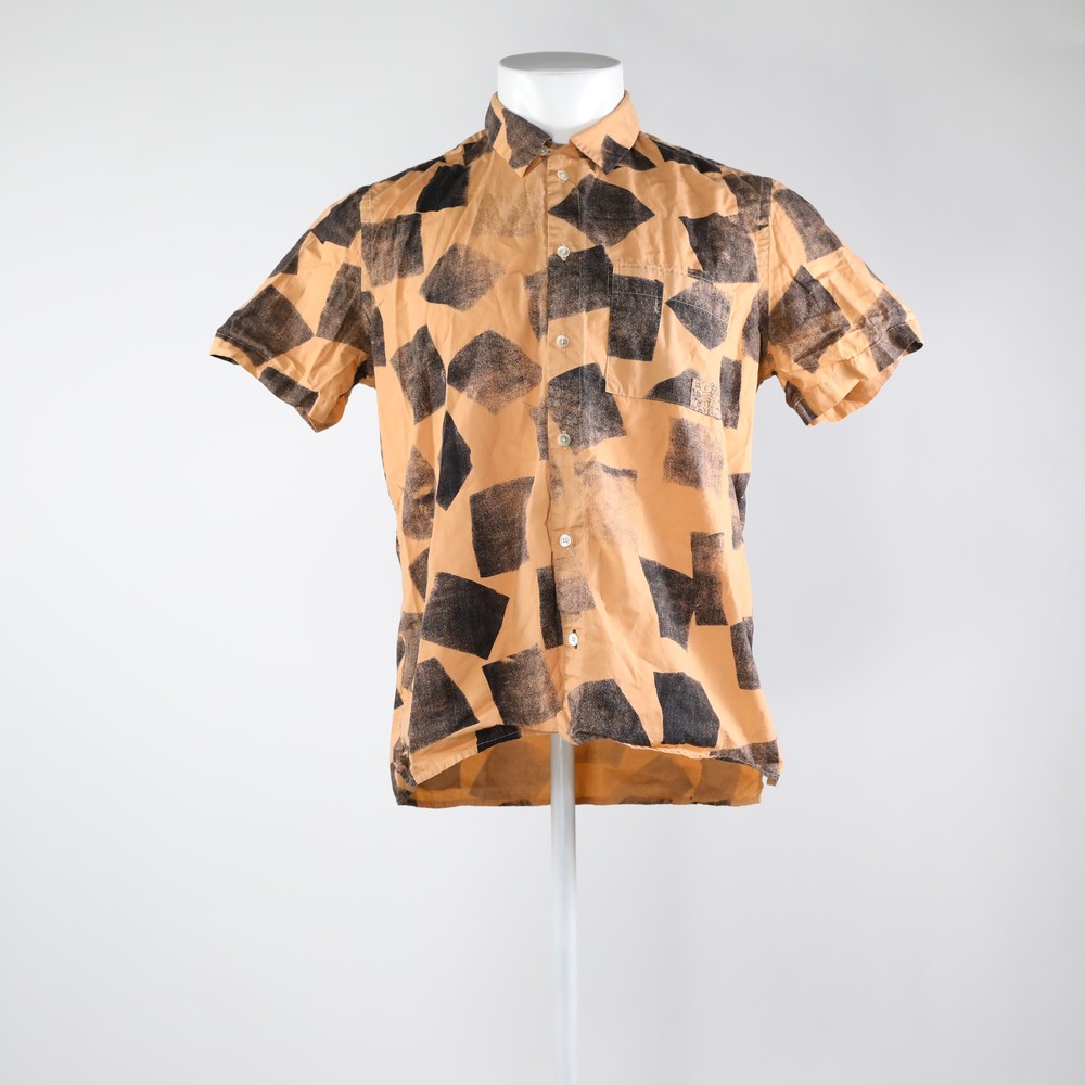 Paul Smith Geometric Mens Short Sleeve Button Shirt Size:M Cream Black